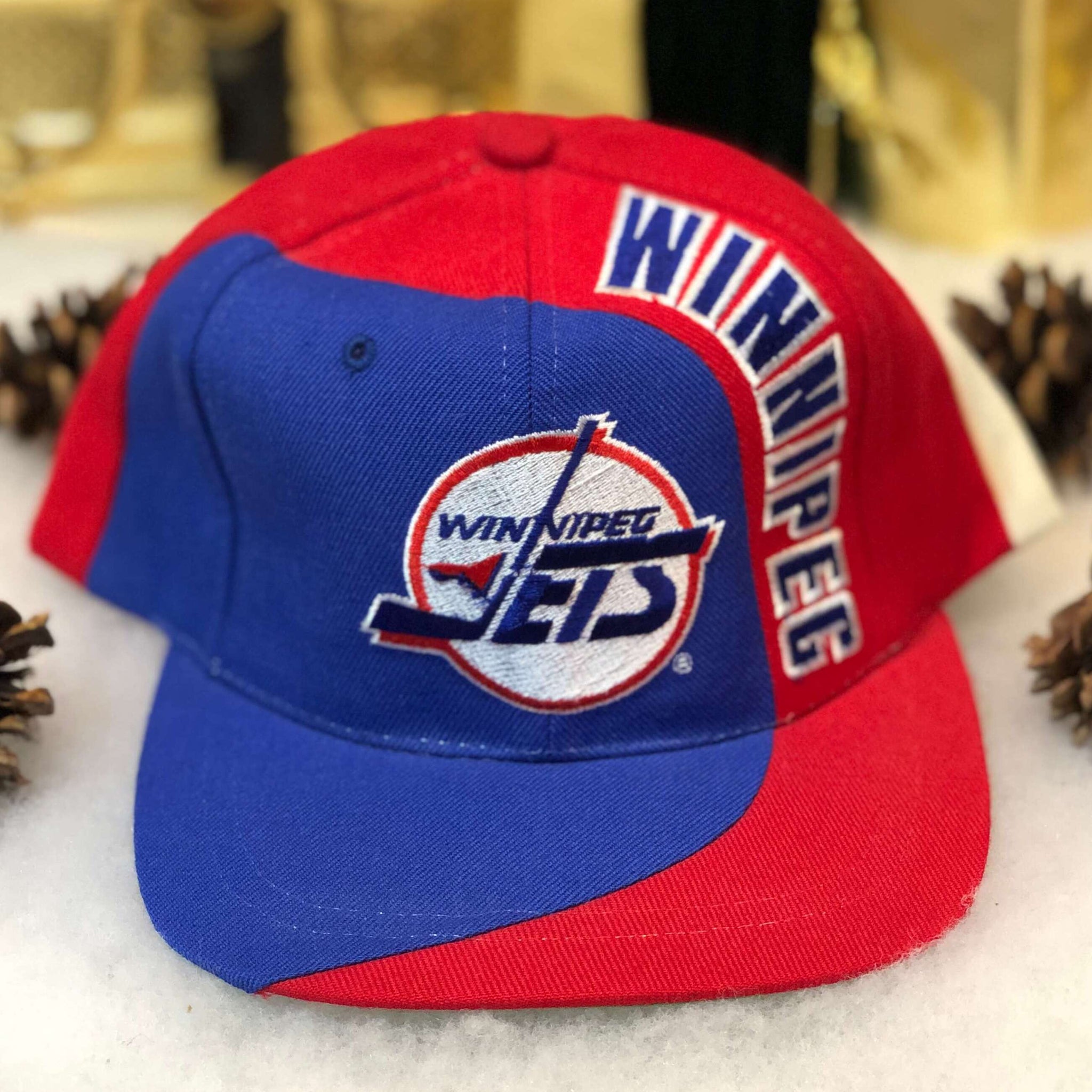 Vintage Deadstock NWOT NHL Winnipeg Jets American Needle Swirl Wool Snapback Hat