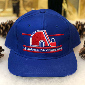 Vintage Deadstock NWOT NHL Quebec Nordiques The Game Split Bar Twill Snapback Hat