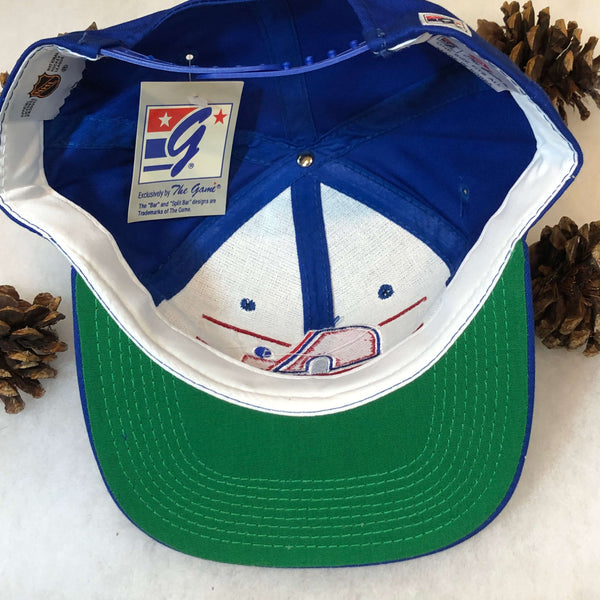 Vintage Deadstock NWOT NHL Quebec Nordiques The Game Split Bar Twill Snapback Hat