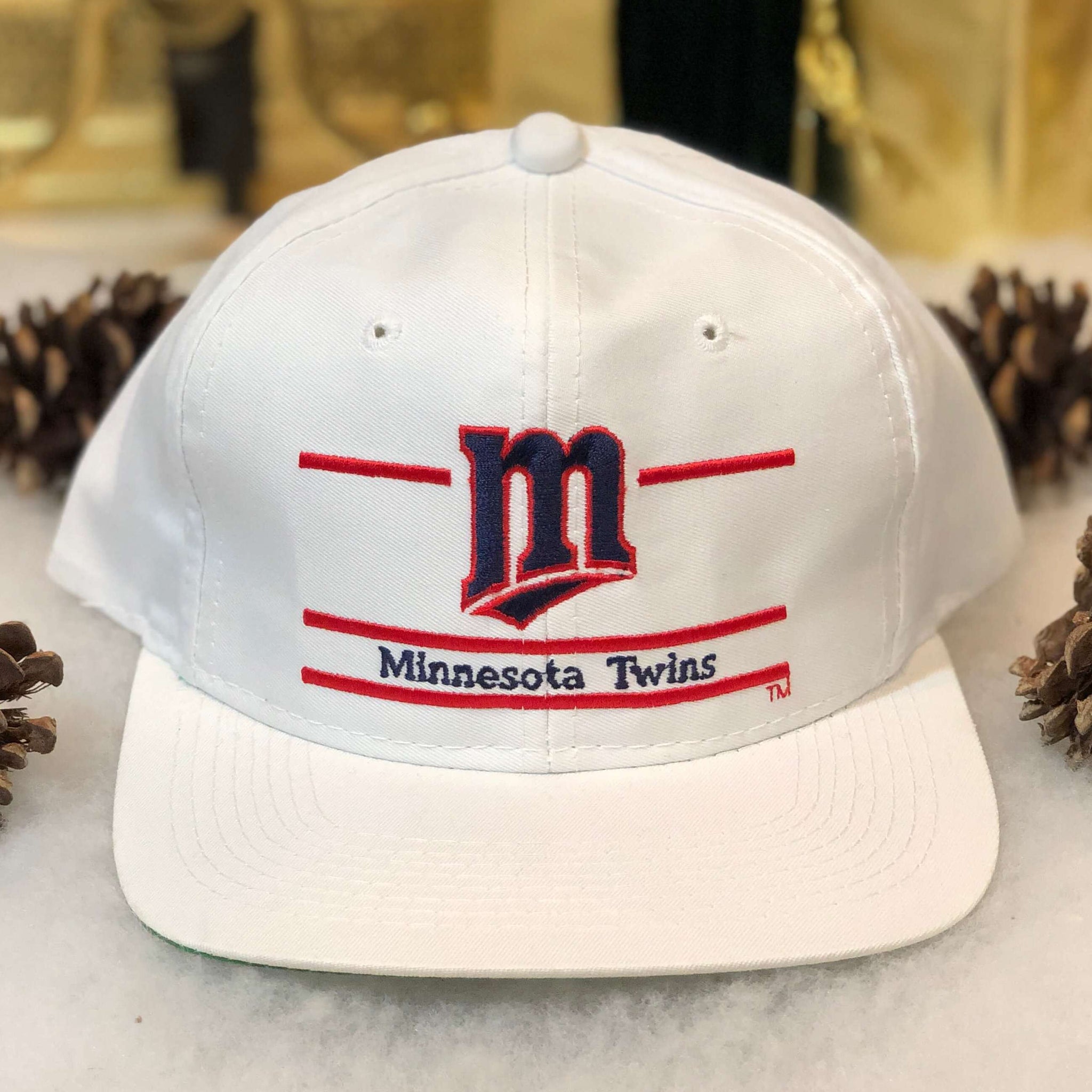 Vintage Deadstock NWT MLB Minnesota Twins The Game Split Bar Twill Snapback Hat