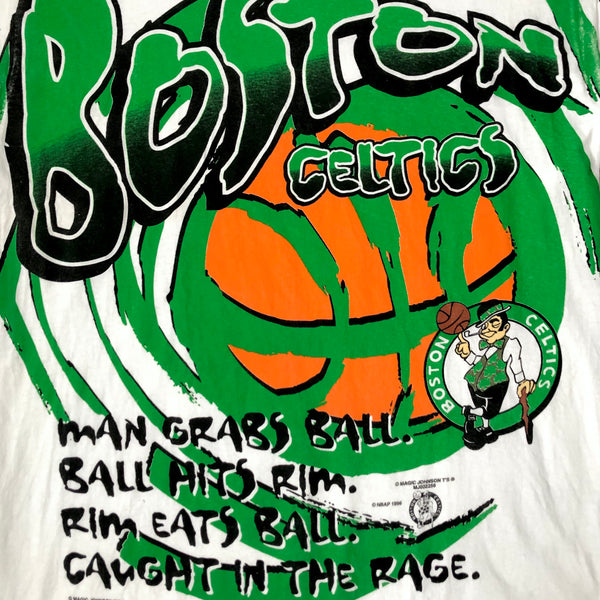 Vintage NBA Boston Celtics Magic Johnson T's All Over Print T-Shirt (L)