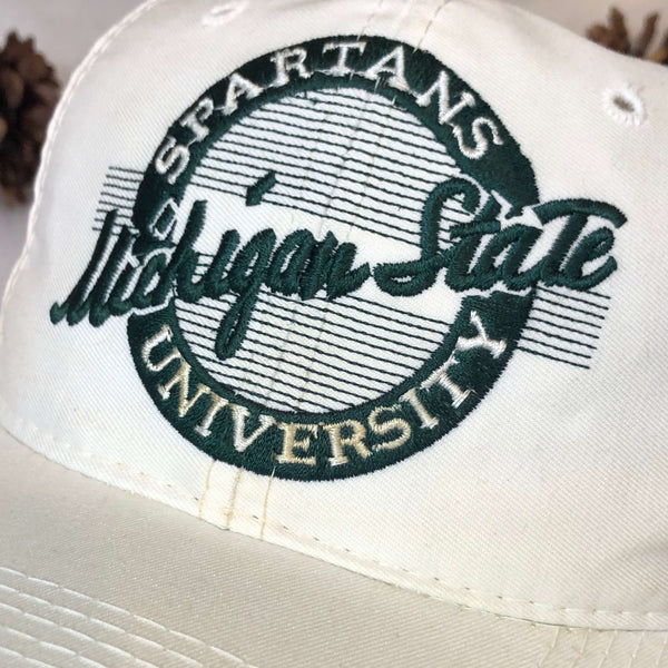 Vintage NCAA Michigan State Spartans The Game Circle Logo Glue Tag Twill Snapback Hat