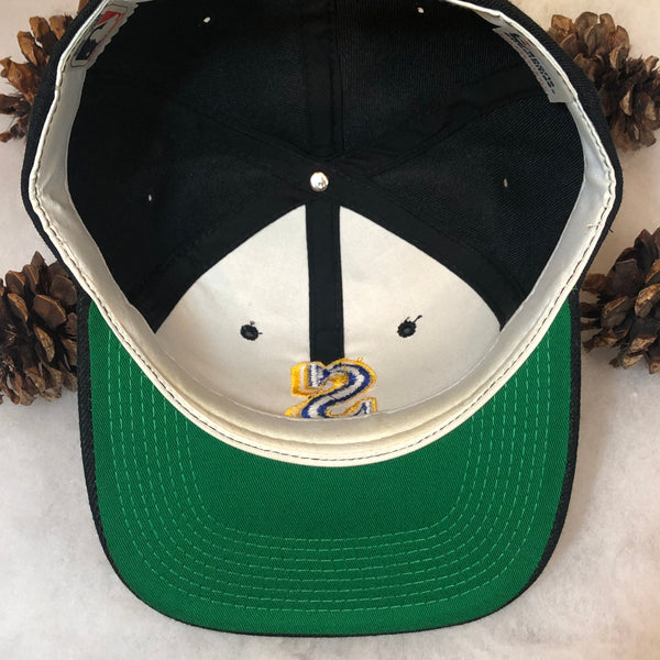 Vintage MLB Seattle Mariners Sports Specialties Plain Logo Black Dome Wool Snapback Hat
