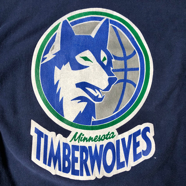 Vintage NBA Minnesota Timberwolves Champion Reverse Weave Navy Crewneck Sweatshirt (XL)