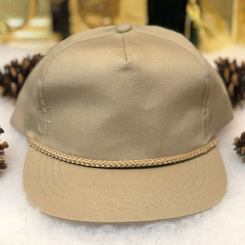 Vintage Deadstock NWOT Tan Beige Blank Twill Yupoong Snapback Hat