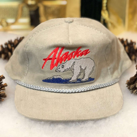 Vintage Alaska Polar Bear Corduroy Snapback Hat