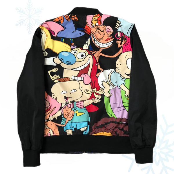 Nickelodeon Members Only Nicktoons Cartoons Reversible Bomber Jacket (L)