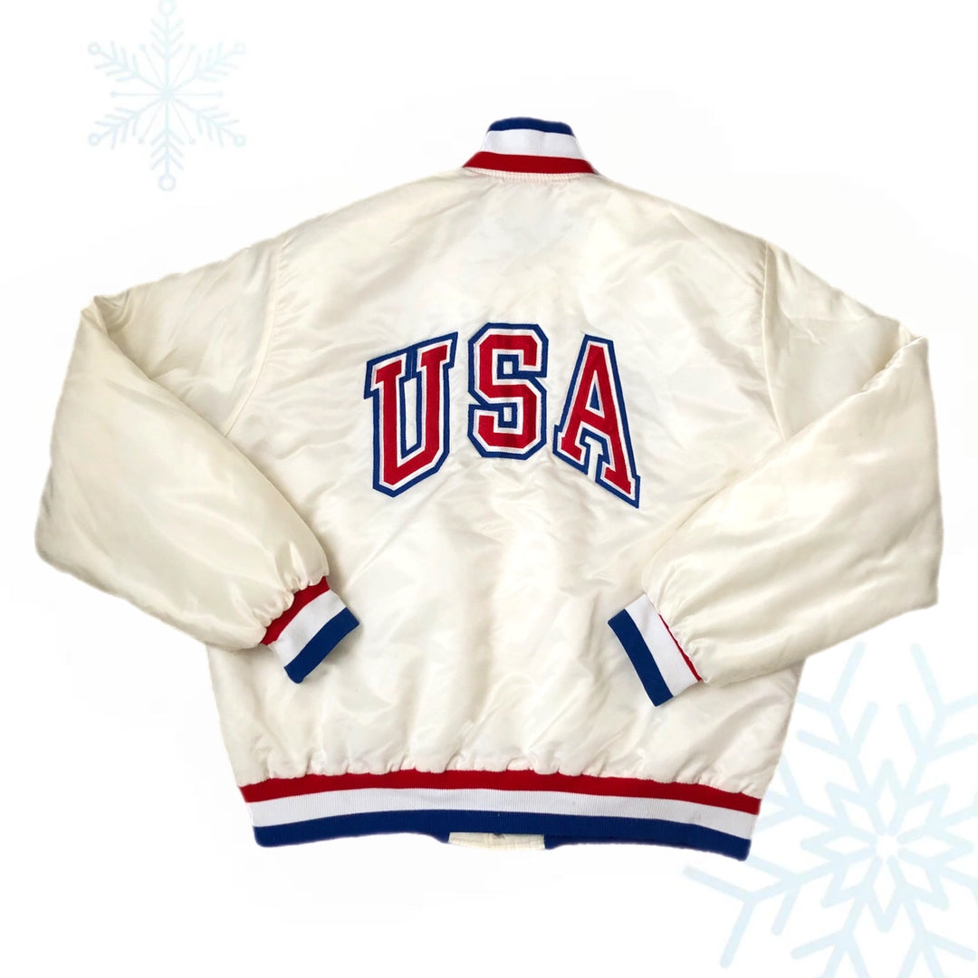 Vintage USA Hockey Lilly Satin Bomber Jacket (XL)