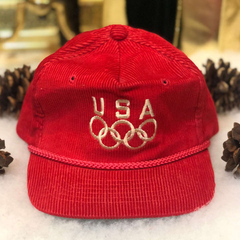 Vintage USA Olympics Corduroy Drew Pearson Strapback Hat