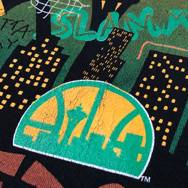 Vintage NBA Seattle Supersonics Net City Bball Rules Graffiti Crewneck Sweatshirt (XL)