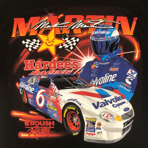 Vintage Deadstock NWOT 1999 NASCAR Mark Martin Jeff Burton Hardee's Racing T-Shirt (L)