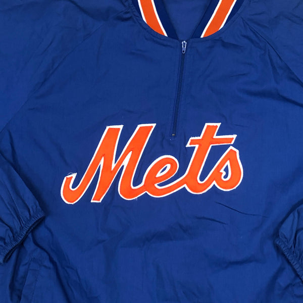 Vintage MLB New York Mets Lightweight 3/4 Zip-Up Majestic Windbreaker Jacket (XXL)