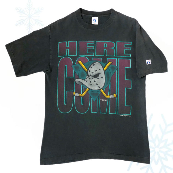 Vintage NHL Anaheim Mighty Ducks "Here Come The Mighty Ducks" Logo 7 T-Shirt (M)