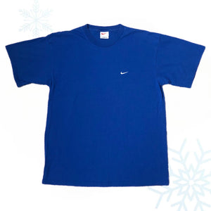 Vintage Nike Swoosh Logo Check Royal Blue White Tag T-Shirt (L)