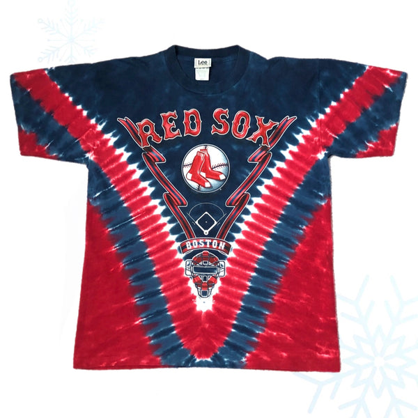 Vintage MLB Boston Red Sox Tie-Dye All Over Print Lee Sport T-Shirt (L)