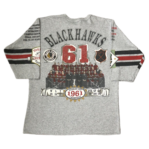 Vintage 1992 NHL Chicago Blackhawks Long Gone All Over Print Long Sleeve Shirt (L)