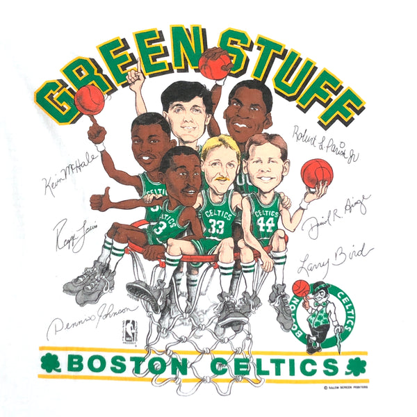 Vintage NBA Boston Celtics "Green Stuff" Salem Sportswear Caricature T-Shirt (M)