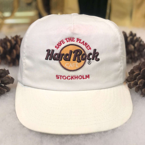 Vintage Hard Rock Cafe Stockholm Save the Planet Twill Strapback Hat
