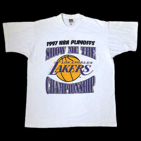 Vintage NBA Los Angeles Lakers 1997 Playoffs "Show Me The Championship" T-Shirt (XL)