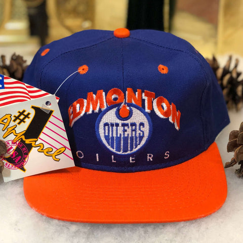 Vintage Deadstock NWT NHL Edmonton Oilers #1 Apparel Twill Snapback Hat