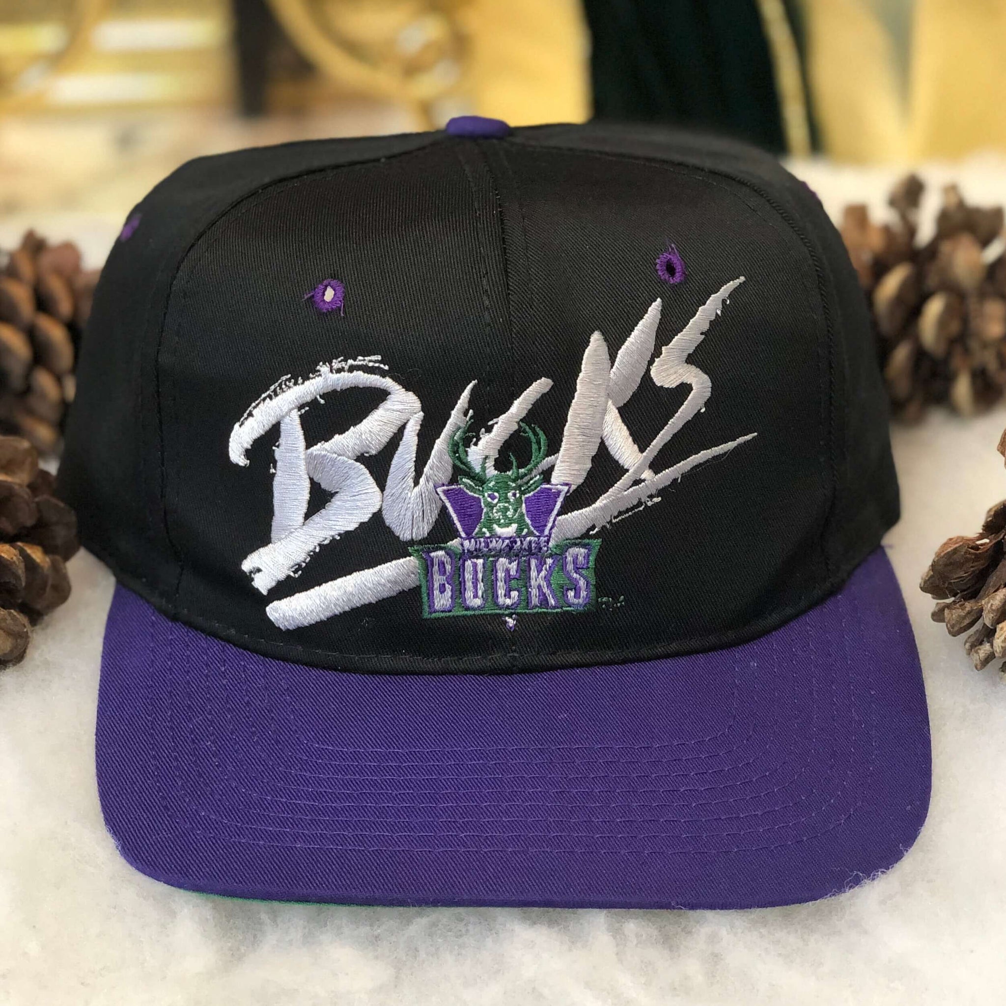 Vintage NBA Milwaukee Bucks AJD Signatures Sketch Twill Snapback Hat