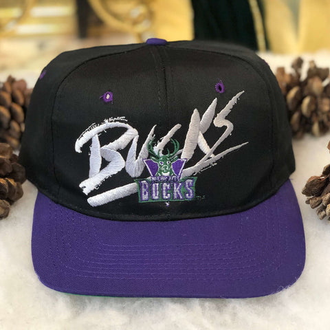 Vintage NBA Milwaukee Bucks AJD Signatures Sketch Twill Snapback Hat
