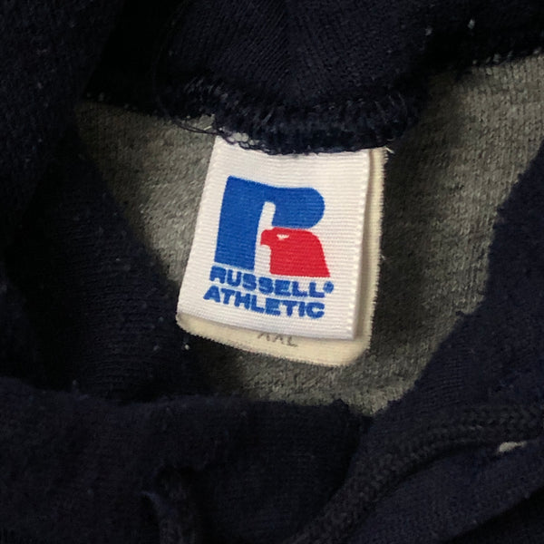Vintage Russell Athletic Navy Blank Heavyweight Hoodie Sweatshirt (XL)
