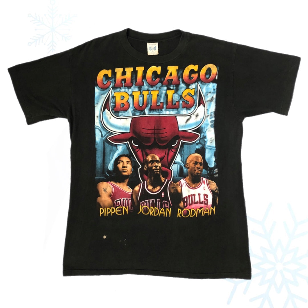 Vintage NBA Chicago Bulls 1996 Champions Rap Tee T-Shirt (XL)