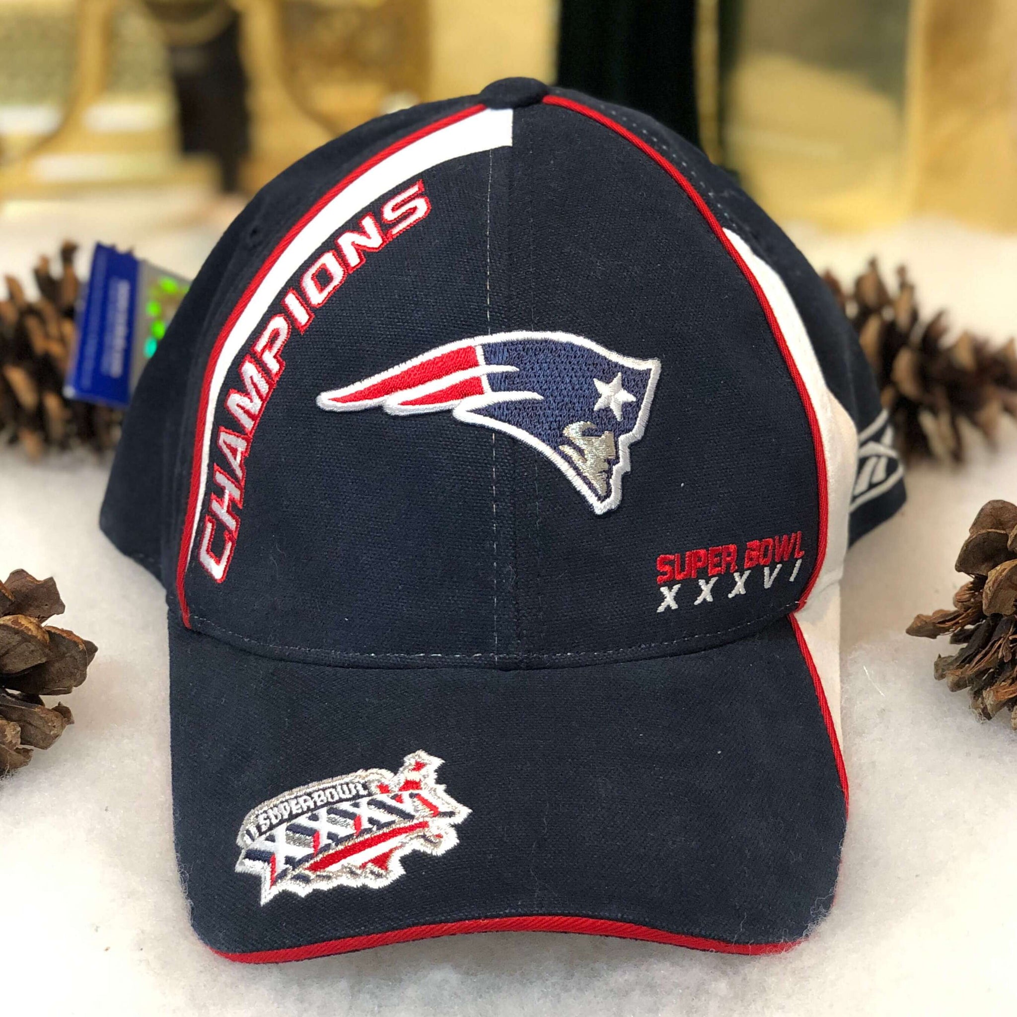 Vintage Deadstock NWT NFL New England Patriots Super Bowl XXXVI Champions Reebok Strapback Hat