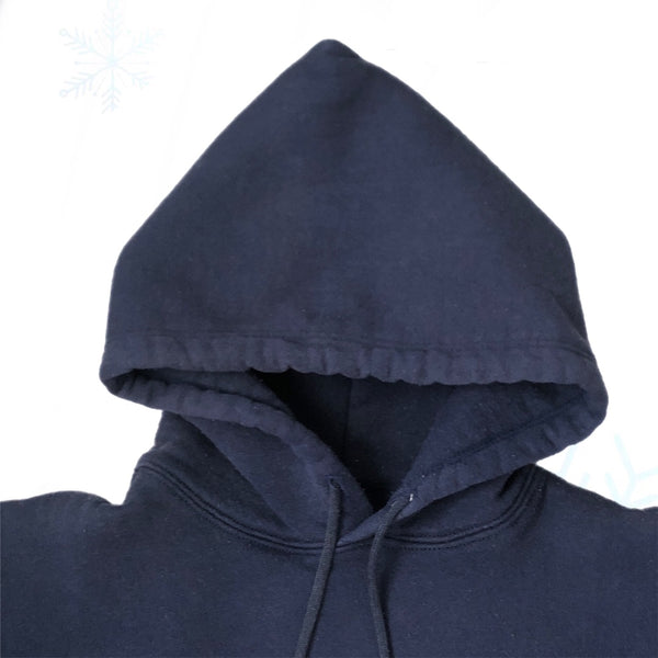 Vintage Russell Athletic Navy Blank Heavyweight Hoodie Sweatshirt (XL)
