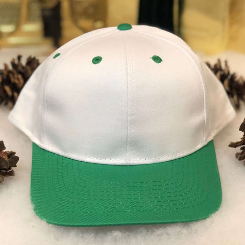 Vintage Deadstock NWOT Toppers Blank White Green Twill Snapback Hat