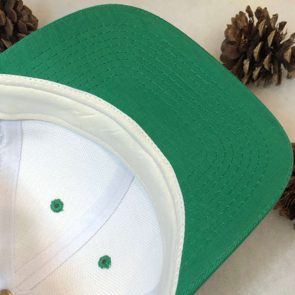 Vintage Deadstock NWOT Toppers Blank White Green Twill Snapback Hat