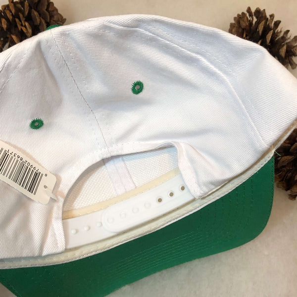 Vintage Deadstock NWOT Toppers Blank White Green Twill Snapback Hat