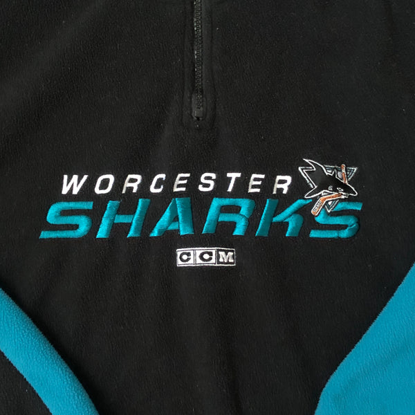 AHL Worcester Sharks CCM Fleece 1/4 Zip Pullover Jacket (M)