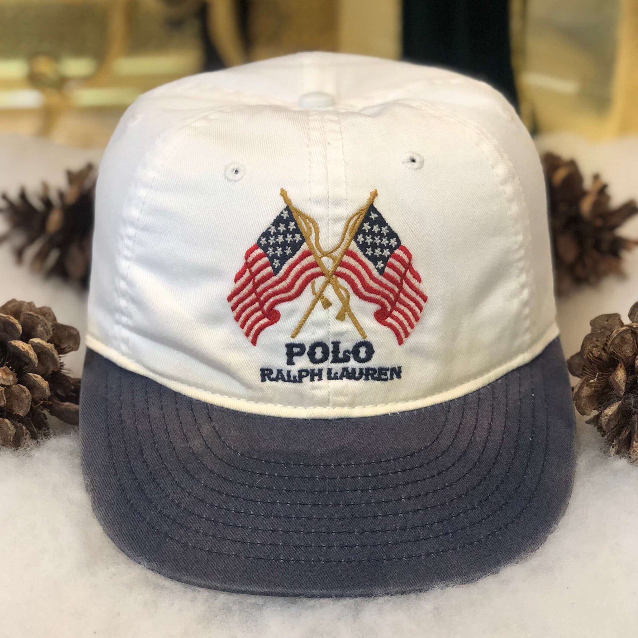 Vintage Polo Ralph Lauren USA Flag Strapback Hat