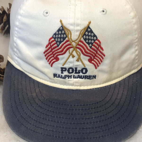 Vintage Polo Ralph Lauren USA Flag Strapback Hat