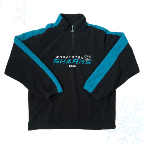 AHL Worcester Sharks CCM Fleece 1/4 Zip Pullover Jacket (M)