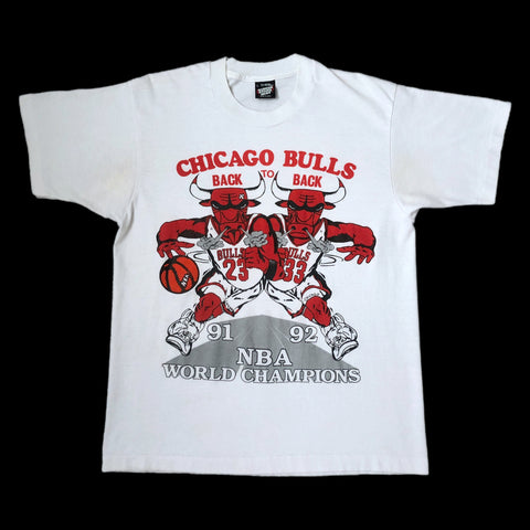 Vintage NBA Chicago Bulls 1991-92 Back to Back World Champions T-Shirt (M)
