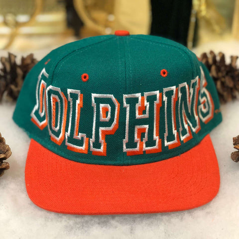 Vintage Deadstock NWOT NFL Miami Dolphins Drew Pearson Clutch Spellout Wool Snapback Hat