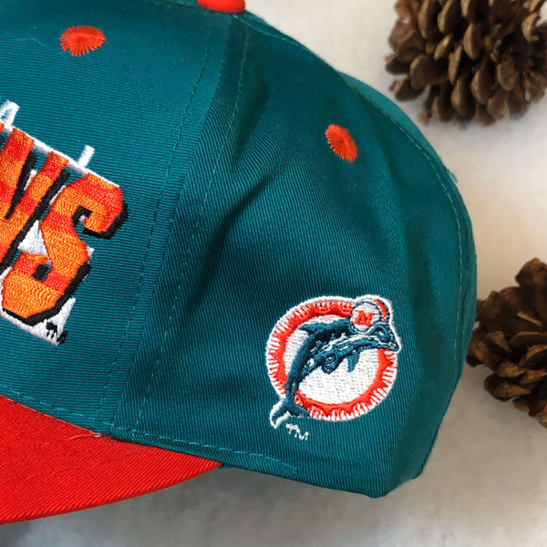 Vintage Deadstock NWT NFL Miami Dolphins Logo Athletic Spellout Twill Snapback Hat