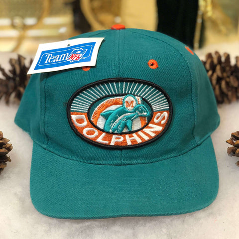 Vintage Deadstock NWT NFL Miami Dolphins Drew Pearson Puff Print Snapback Hat