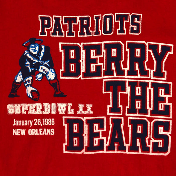 Vintage 1986 NFL Super Bowl XX New England Patriots "Berry the Bears" Long Sleeve Shirt (L)