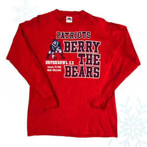 Vintage 1986 NFL Super Bowl XX New England Patriots "Berry the Bears" Long Sleeve Shirt (L)