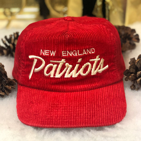 Vintage NFL New England Patriots Sports Specialties Script Corduroy Strapback Hat
