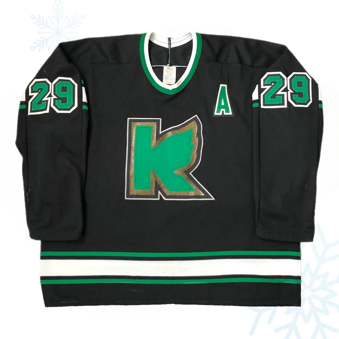 Vintage 1991-92 IHL Kalamazoo Wings Brad Berry Maska CCM Air Knit Jersey (XL)