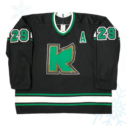 Vintage 1991-92 IHL Kalamazoo Wings Brad Berry Maska CCM Air Knit Jersey (XL)