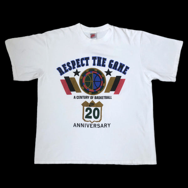 Vintage Nike 20th Anniversary "Respect the Game" 100 Years of Basketball Flight Force Air Jordan T-Shirt (XL)