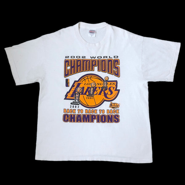Vintage NBA Los Angeles Lakers 2002 Champions Shaquille O'Neal Coin Bootleg T-Shirt (XL)