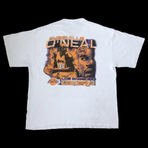 Vintage NBA Los Angeles Lakers 2002 Champions Shaquille O'Neal Coin Bootleg T-Shirt (XL)
