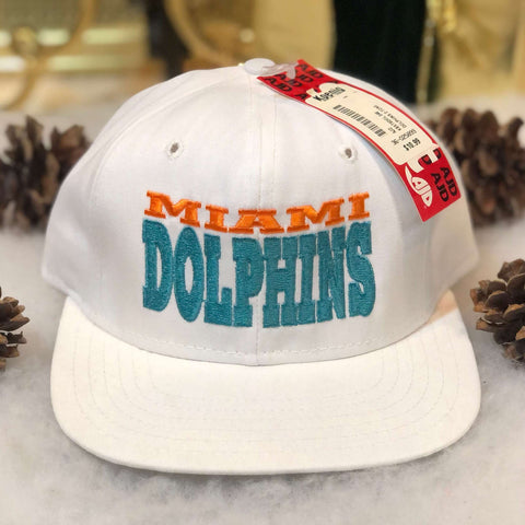 Vintage Deadstock NWT NFL Miami Dolphins AJD Spellout *YOUTH* Twill Snapback Hat